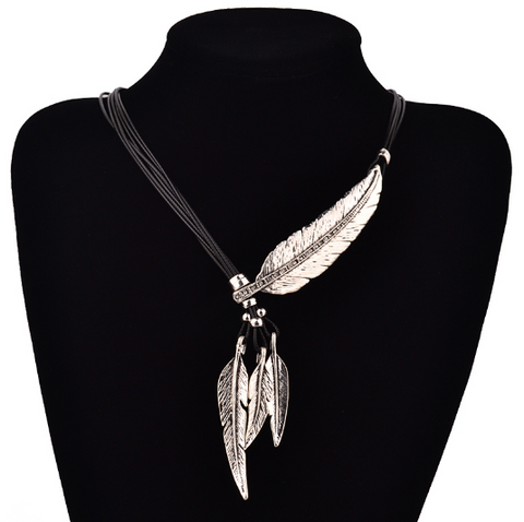 FASHION BOHEMIAN ROPE FEATHER NECKLACE