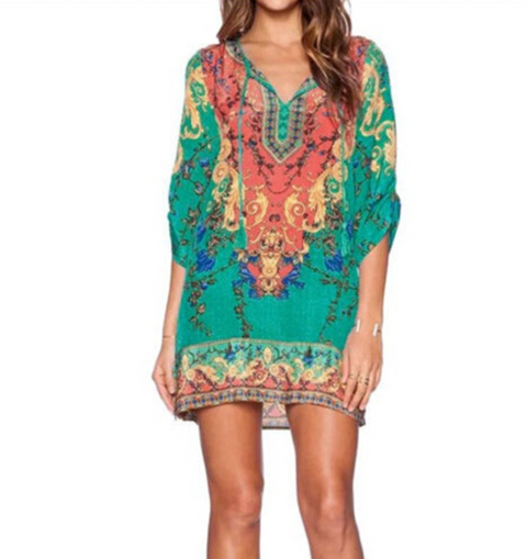 BOHO PRINTED SHIFT DRESS