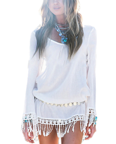 WOMEN BOHO SEXY TASSEL LACE DRESS